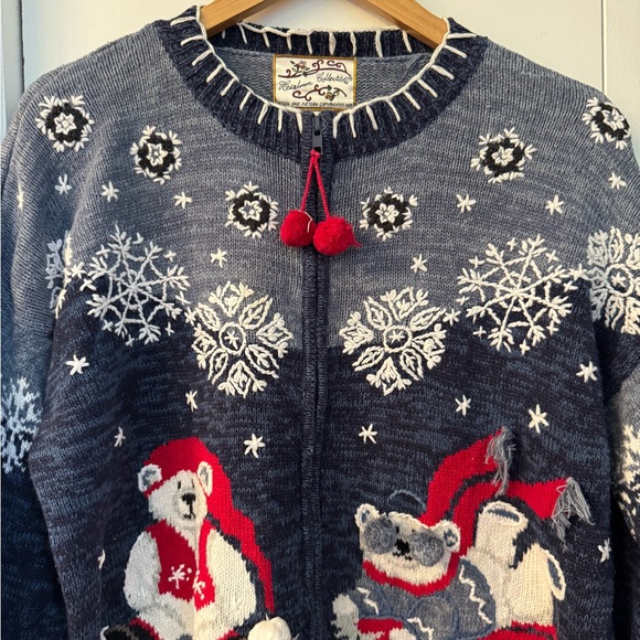 Vintage Polar Bear Knit Zip Cardigan - Picture 2 of 10